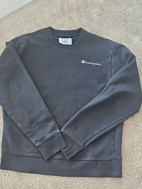 Champion Black Crewneck Sweatshirt with White Logo